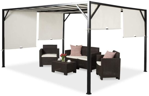 Garden Point Outdoor Pergola Gazebo Santorini | 300 x 400 cm | Perfect to Cover Garden Furniture & Jacuzzi | Easy Assembly | Cream