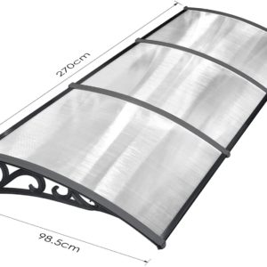 MVPOWER Door Canopy Awning Window Rain Shelter Cover for Front Door Porch Black(270 x 98.5cm/106.30 x 38.78 inches)