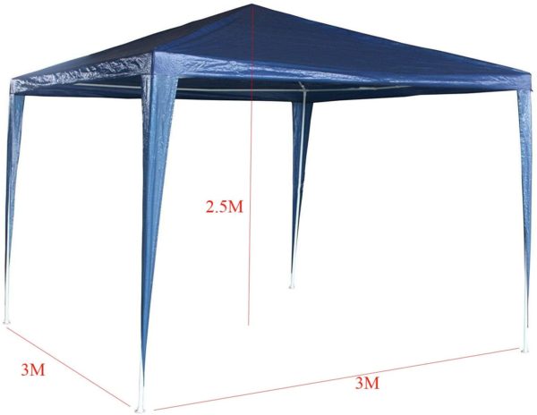 Outdoor Event Shelter Party Tent Commercial Gazebo, Heavy Duty, Fully Waterproof, With 4x Side Panels(Blue, 3m x 3m)