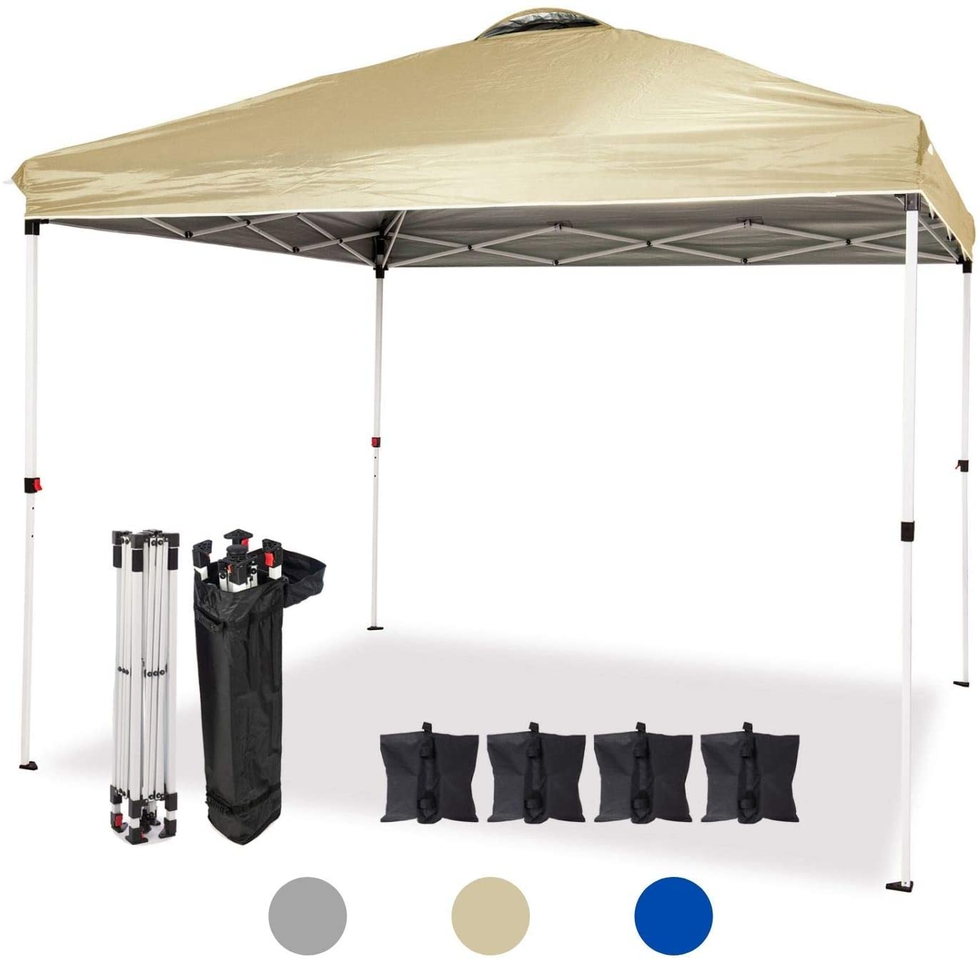 3m x 3m Heavy Duty Pop Up Outdoor Garden Shelter PVC Coated Choice of Colours Grey Travel Bag and 4 Leg Weight Bags Dawsons Living Waterproof Premium One Touch Garden Gazebo