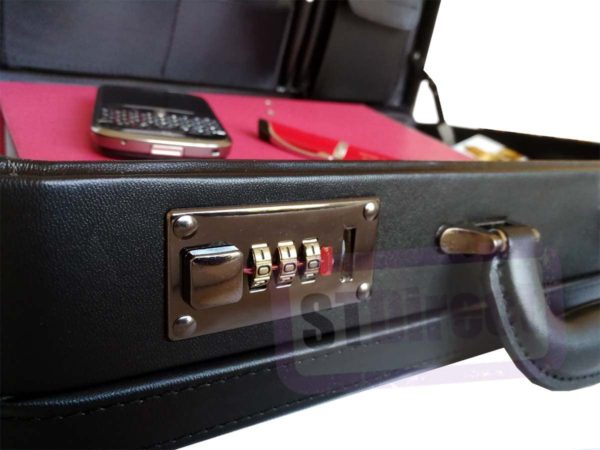 Deluxe Faux Leather Expandable Executive Attache Case Briefcase (Black)