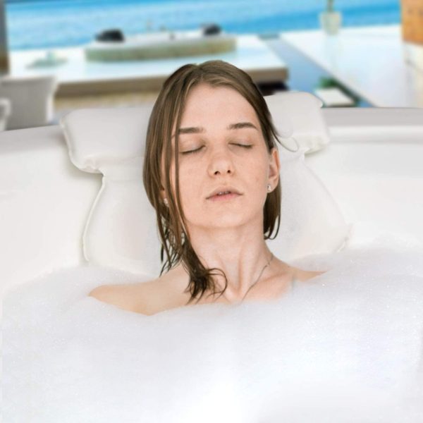 Shoze Bath Pillow Waterproof Bath Pillow for Head Neck Bath Cushion with 7 Non-slip Suction Cups Bathroom Accessories Ergonomic Home Spa Headrest