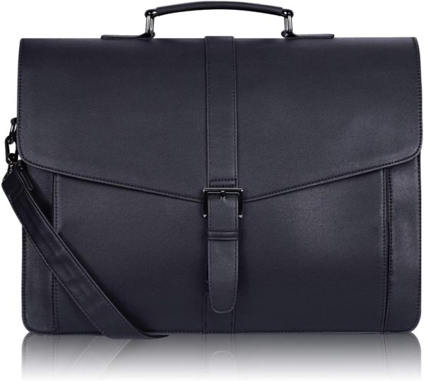 Estarer Mens PU Leather Briefcase 15.6 Inch Laptop Satchel Messenger Bag for Business Work Office