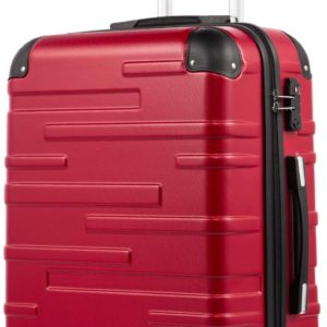 COOLIFE Expandable Suitcase(Only L Size Expandable) Hard Shell Luggage with TSA Lock and 4 Spinner Wheels Lightweight 2 Year Warranty Durable(red, M(67cm 60L))