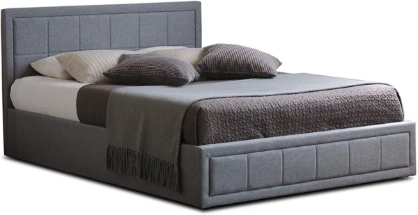 Home Treats Upholstered Bed | Ottoman Bed Frame | Grey Fabric Bed Frame (Small Double, No Mattress)