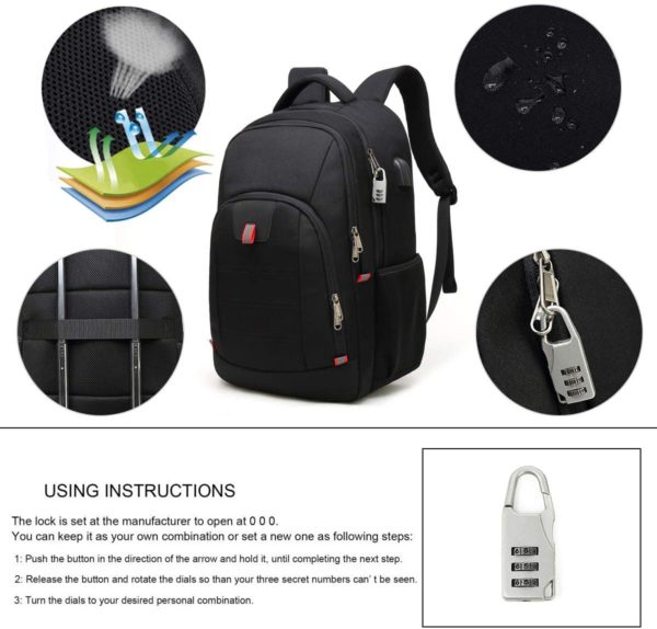 Laptop Backpack,Extra Large Anti-Theft Business Travel Laptop Backpack Bag with USB Charging Port,Water Resistant College School Computer Rucksack Bag for Men/Women for 17 Inch Laptop and Notebook