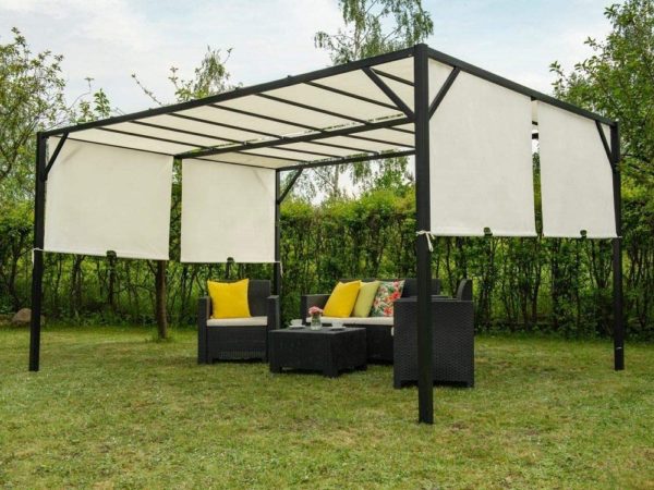 Garden Point Outdoor Pergola Gazebo Santorini | 300 x 400 cm | Perfect to Cover Garden Furniture & Jacuzzi | Easy Assembly | Cream