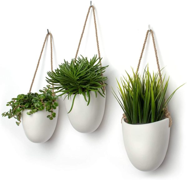 Kazai.® | Ceramic Hanging Planter Vase | Set of 3 | Matt White