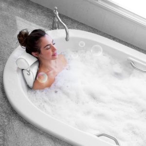 Idle Hippo Ergonomic Bath Pillow Bathtub Spa Pillow, Non-slip 6 Large Suction Cups for Perfect Head, Neck, Back and Shoulder Support