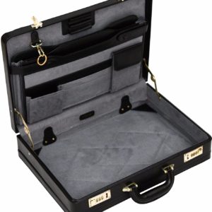 Tassia Medium Leather Briefcase - Luxury Suede Interior and Twin Combination Locks