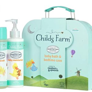 Childs Farm Baby Gifting Suitcase Containing Baby Wash, Bubble Bath, Moisturiser, Nappy Cream and Bath Thermometer