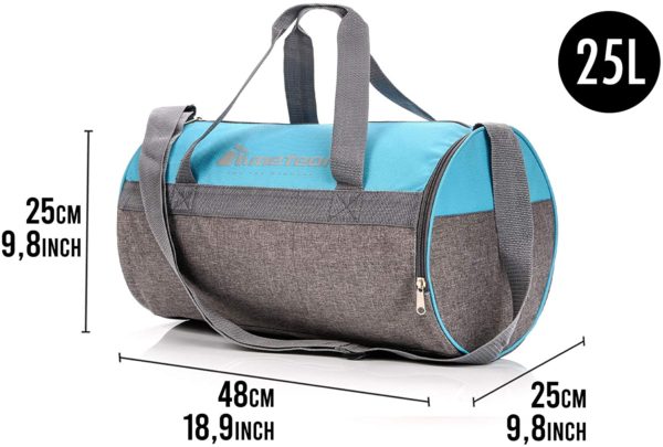 sports bag gym bag 25 L holdall shoe compartment pocket men women duffel shoulder fitness bag swimming pool travel holiday cabin luggage overnight camping kit bag small pe duffle