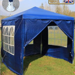 Outdoor Event Shelter Party Tent Commercial Gazebo, Heavy Duty, Fully Waterproof, With 4x Side Panels(Blue, 3m x 3m)