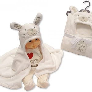 Baby Hooded Wrap Blanket Ultra Soft Warm Blanket (Bunny White)