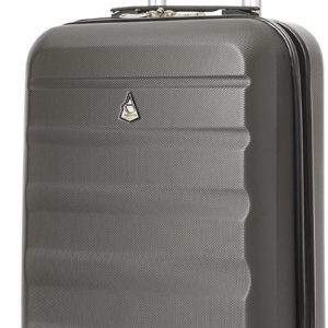 Aerolite Lightweight 55cm Hard Shell Cabin Luggage 4 Wheels Suitcase, Carry On Hand Travel Luggage Suitcase Approved for Ryanair, easyJet, British Airways, Virgin Atlantic, Flybe and More, Charcoal