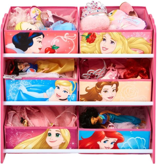 Hello Home Disney Princess Kids Bedroom Toy Storage Unit with 6 Bins, Wood, Multicolour, 30x63.5x60 cm