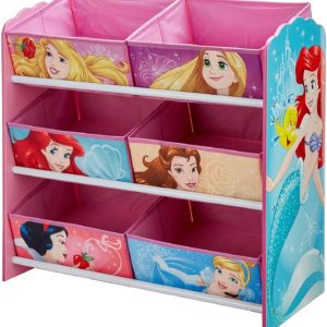 Hello Home Disney Princess Kids Bedroom Toy Storage Unit with 6 Bins, Wood, Multicolour, 30x63.5x60 cm