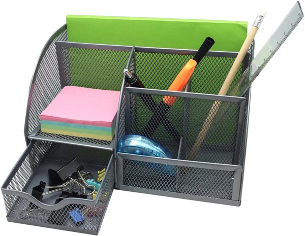 EXERZ Desk Organiser/Mesh Desk Tidy Candy/Pen Holder/Multifunctional Organiser with 7 Compartments
