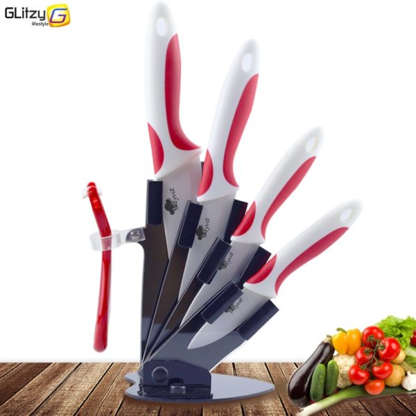 Ceramic Knife Kitchen 3 4 5 6 inch Chef Knives Holder With Peeler White Zirconia Blade Fruit Vegetable Cooking Tool Set