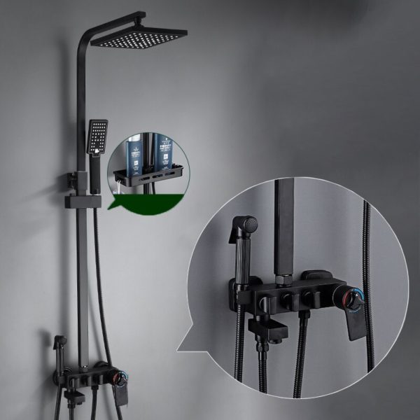 Bathroom Shower Set Matte Black Bathroom Shower System Spa Rainfall Shower Head Bathroom Fixture Brass Black Bath Shower Set