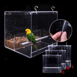 Pet Bird Feeder Creative Anti-spreading Parrot Feeding Supplies Bird Feeders Clear Glass Window Viewing Bird Food Feeding Device