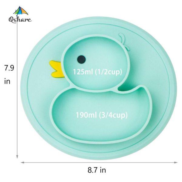 Qshare Baby Duck Dishes Silicone Plate Suction Tray Antislip Mini Mat Toddler Placemat Children Kids Baby Food Feeding Bowl