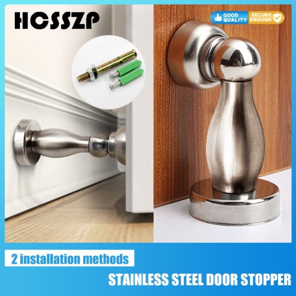 Magnet Door Stopper Stainless Steel Door Stop Magnetic Door Holder Toilet Glass Doorstop Furniture Hardware Home Improvement