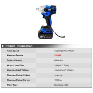 Electric Impact Wrench 21V Brushless Wrench Socket 4000mAh Li-ion Battery Hand Drill Installation Power Tools By PROSTORMER
