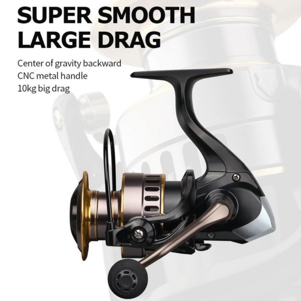 2020 New Fishing Reel HE1000-7000 Max Drag 10kg Reel Fishing 5.2:1 High Speed Metal Spool Spinning Reel Reel Hot