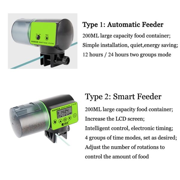 Smart Automatic Fish Feeder Aquarium Feeder Fish Tank Auto Feeding Dispenser with LCD Indicates Timer Aquarium Accessories