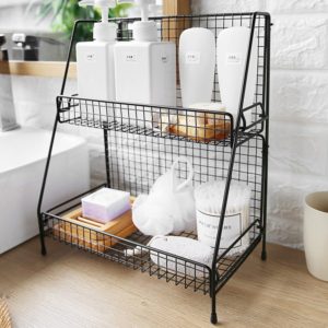 Iron Storage Shelf rack for Kitchen storage rack bathroom organizer Double Layer Assembly Cosmetic bathroom Shelf Storage basket