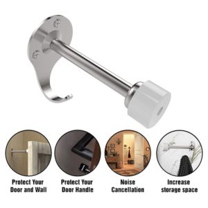 Door Stops Stainless Steel Door Stopper Wall Mount with Extra Hook for Increase Storage Space to Office & Home Improvement, Prot
