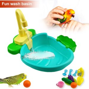 Automatic Bird Bath Tub with Faucet Pet Parrots Parakeet Cockatiel Fountains SPA Pool Shower Multifunctional Toy Cleaning Tool
