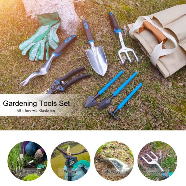PROSTORMER 10PCS Garden Tool And Bonsai Shovel Tools Set Garden Scissors With Gloves Gardening Gifts With Trowel Pruners