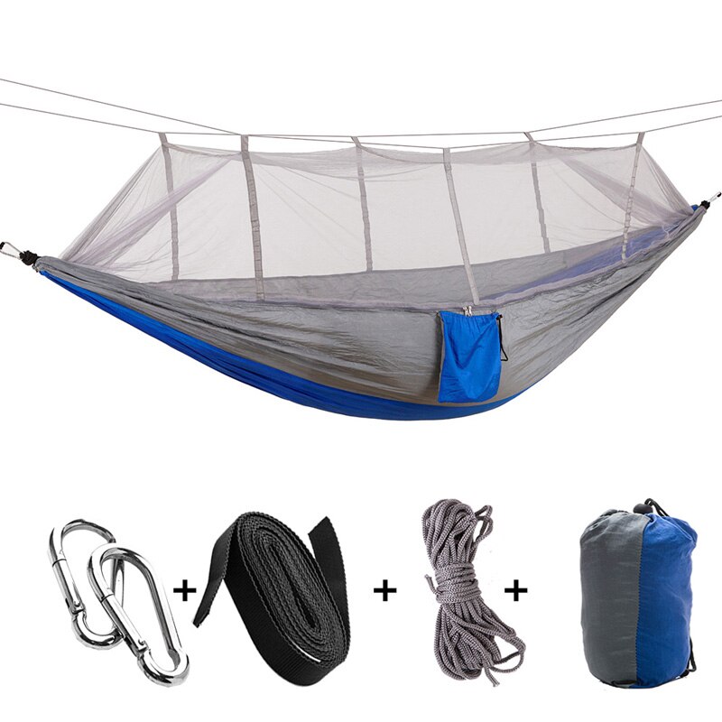 Parachute Double Hammock Mosquito Net Camping Hanging Bed Sleeping Nylon Fabric