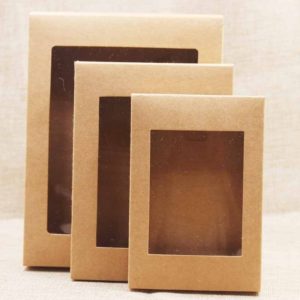 20pcs DIY paper box with window white/black/kraft paper Gift box cake Packaging For Wedding home party muffin packaging
