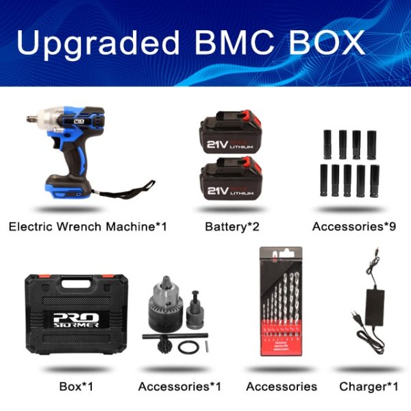 Electric Impact Wrench 21V Brushless Wrench Socket 4000mAh Li-ion Battery Hand Drill Installation Power Tools By PROSTORMER