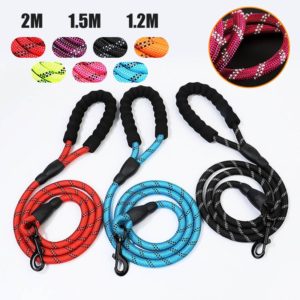 2M Reflective Durable Dog Leash 7 Color Nylon Basic Leashes Medium large Dogs Collar Leashes Lead Rope For Labrador Rottweiler