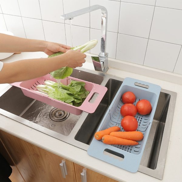 Adjustable Dish Drainer Sink Drain Basket Washing Vegetable Fruit Plastic Drying Rack Kitchen Accessories Organizer H1235