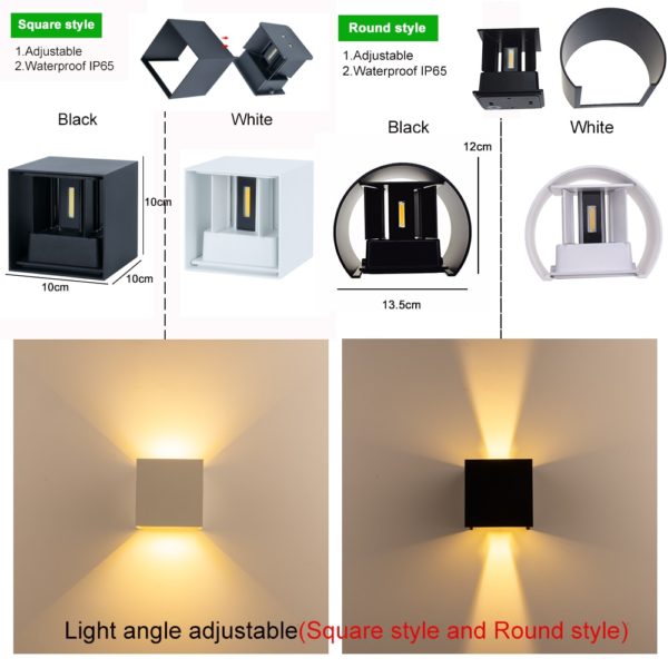 Led Wall Light IP65 7/10W Waterproof Outdoor indoor Led Wall Lamp modern Aluminum Adjustable angle AC90~260V Porch Light ZBW0002