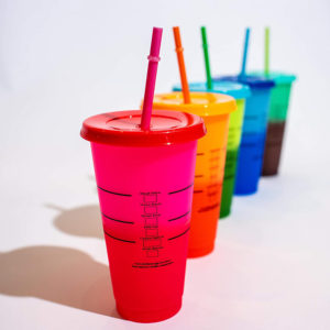 Codream 5Pcs Color Changing Cups 24oz Reusable Summer Cold Drink Iced Coffee Cups Tumbler with Lids and Straws for Adults Kids